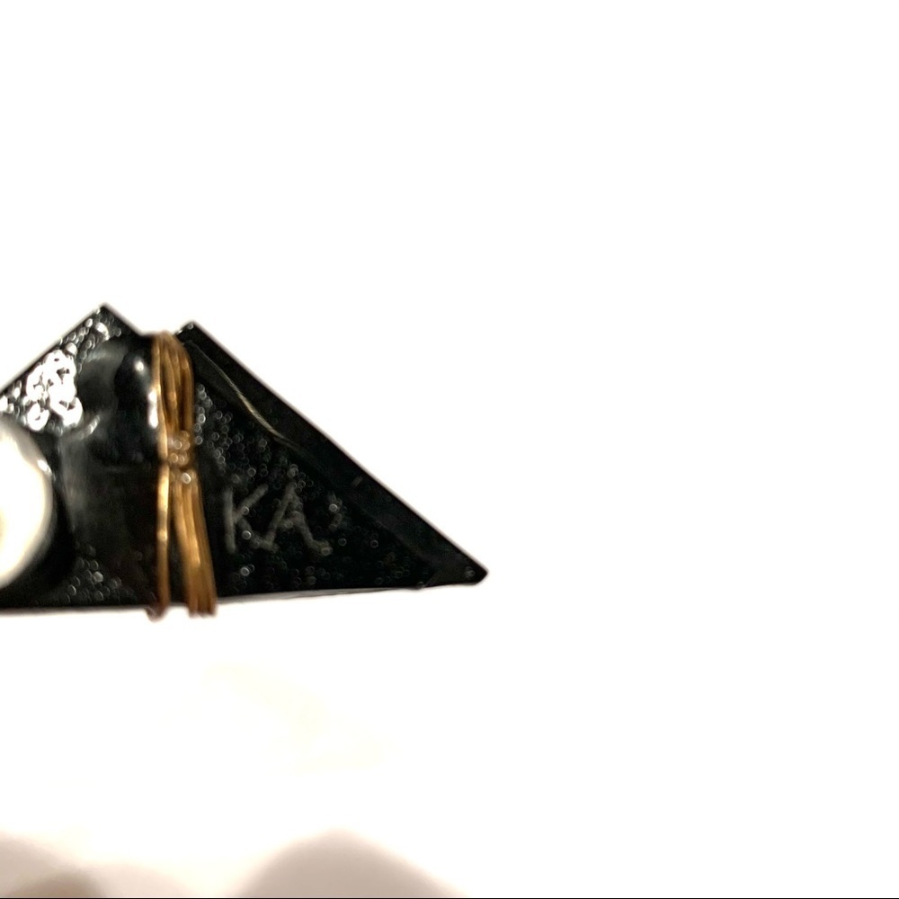 Hand Crafted Glass Triangle Earrings - Picture 3 of 3